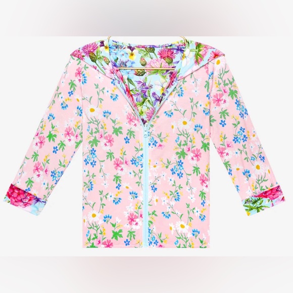 NWT Size 3T Posh Peanut Bamboo L/S Reversible Hooded Jacket - Hadley Floral - Picture 3 of 10